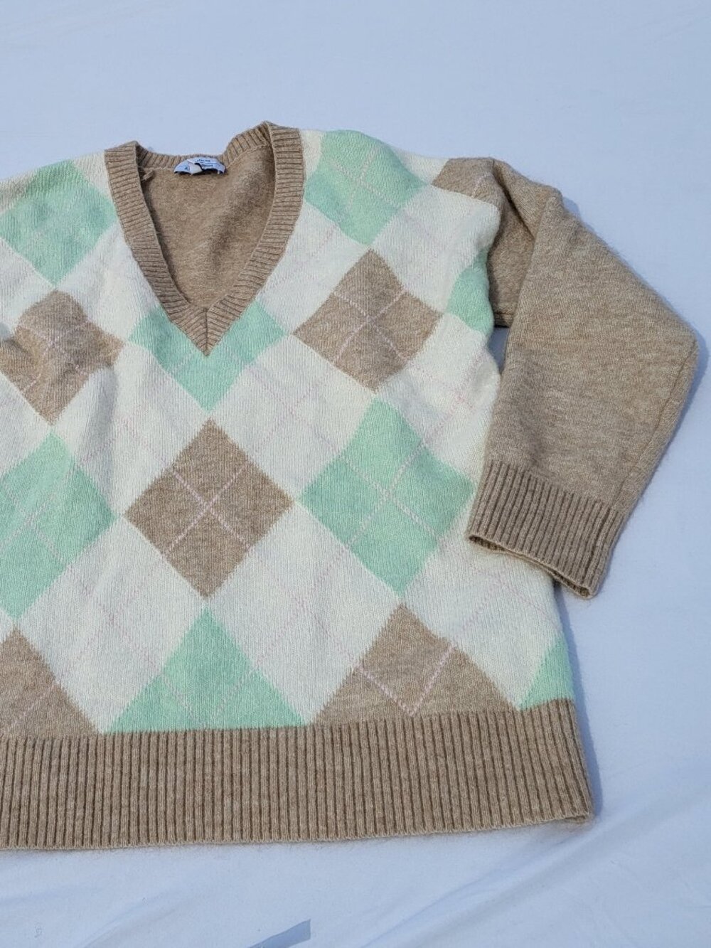 Paris Atelier Other Stories Sweater Women's Medium Diamond Mohair Classic Preppy
